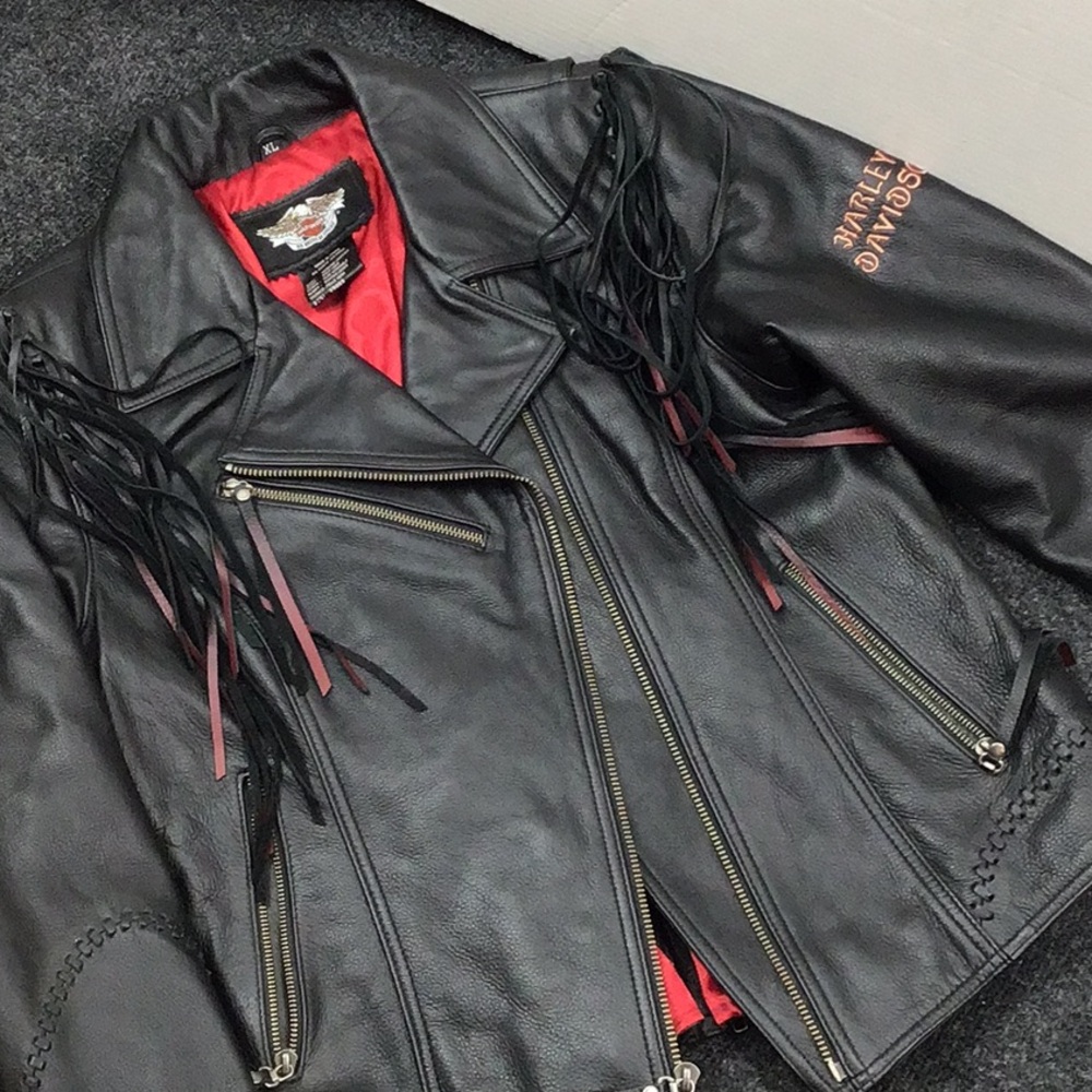 Vintage Harley Davidson Magic Dip dyed fringe Black Leather Jacket XL NWOT - Picture 15 of 15